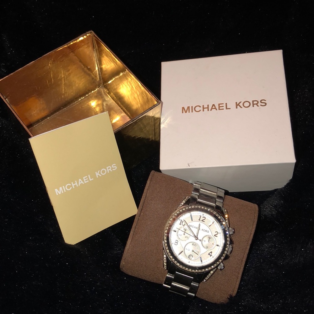 Michael Kors Silver & Rhinestone Watch